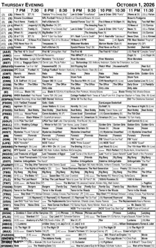 Tv listing: 10/30